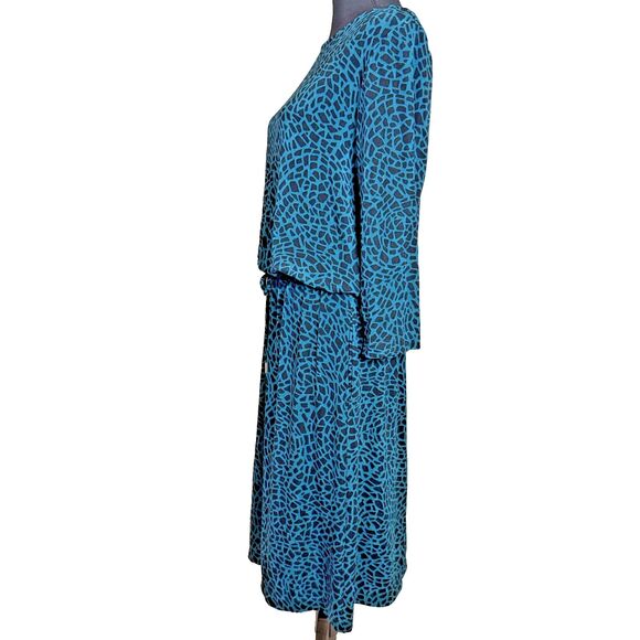 Chico's Travelers Boho Teal Black Leopard Print Dress Size 8/10 - Picture 5 of 16